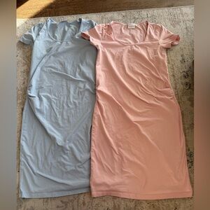 Mama Licious Maternity dresses Soft Scoop Neck baby blue & blush pink